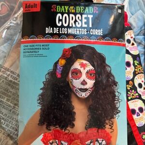 NEW Day of the Dead Skulls Halloween Cosplay Corset Costume Med